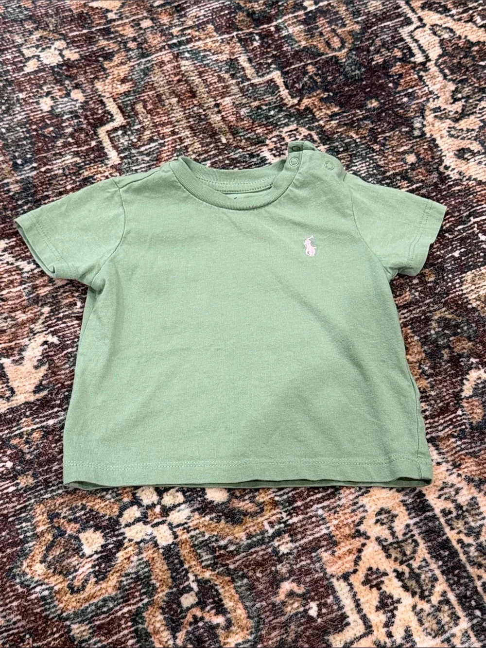 Ralph Lauren Light Green Short Sleeve Polo Tee with Pink Pony